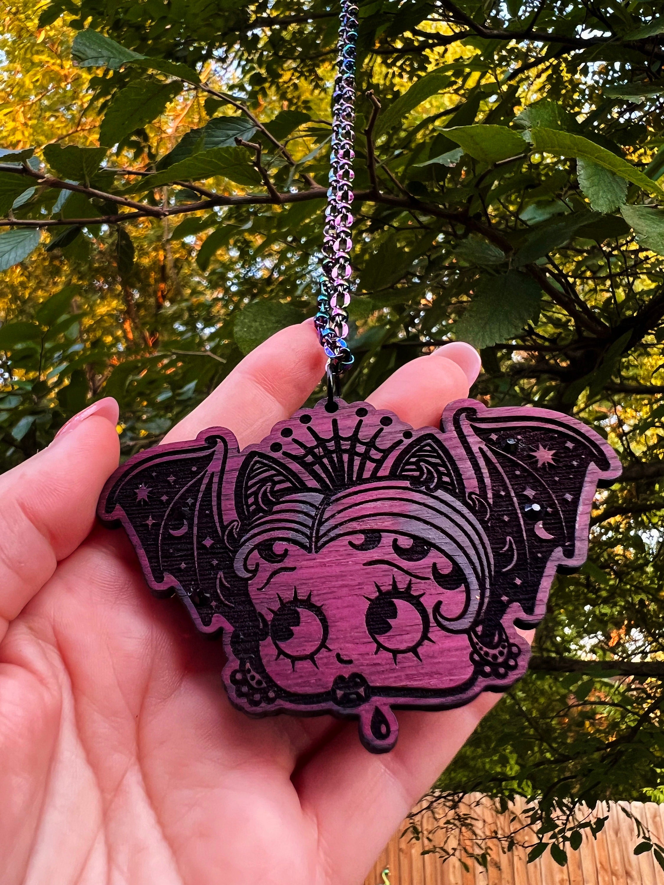 Batty Boop Wooden Heart Charm