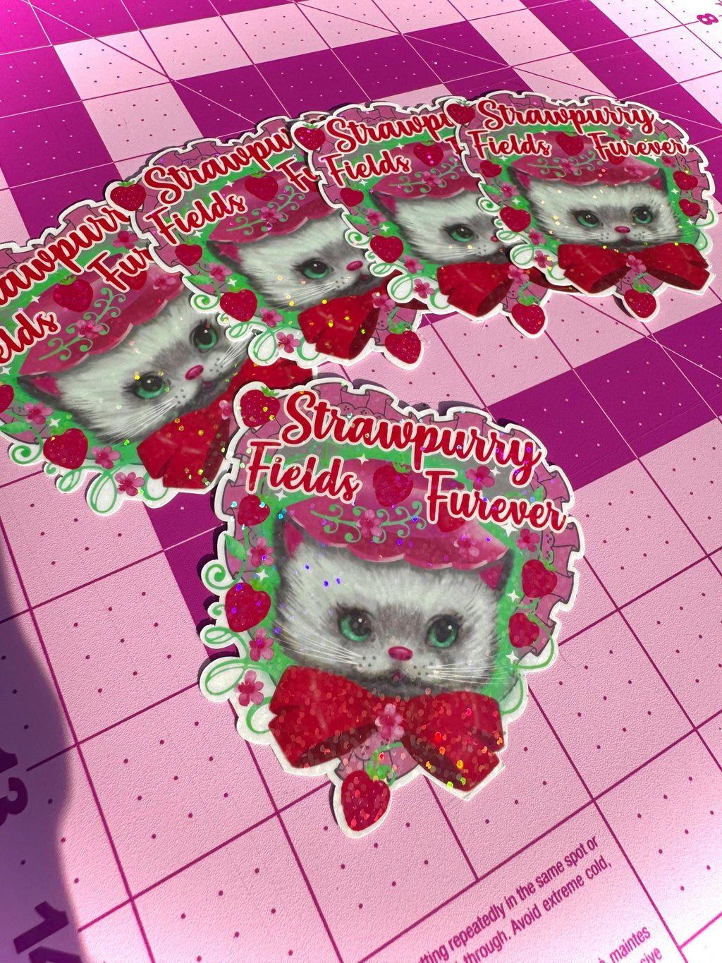 Strawberry Cat Holographic Sticker