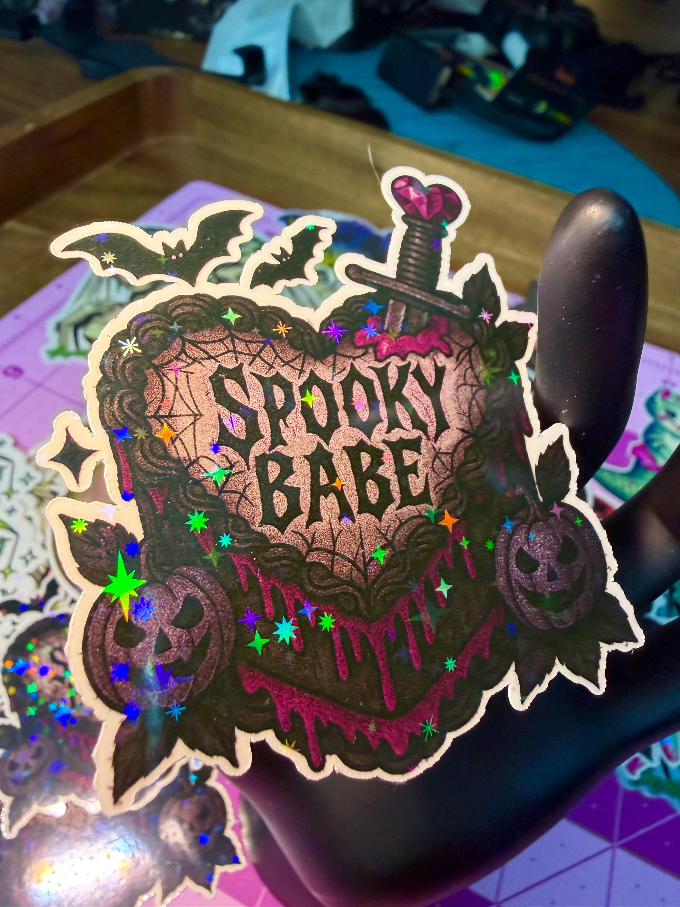 Spooky Babe Cake Holographic Sticker